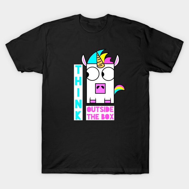 Think outside the box unicorn T-Shirt by TimAddisonArt